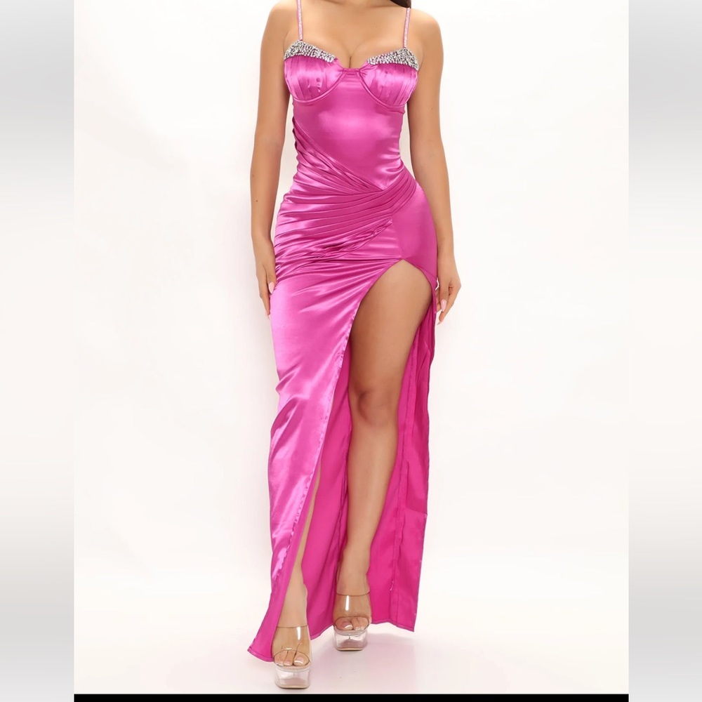 Pink slit Maxi Dress